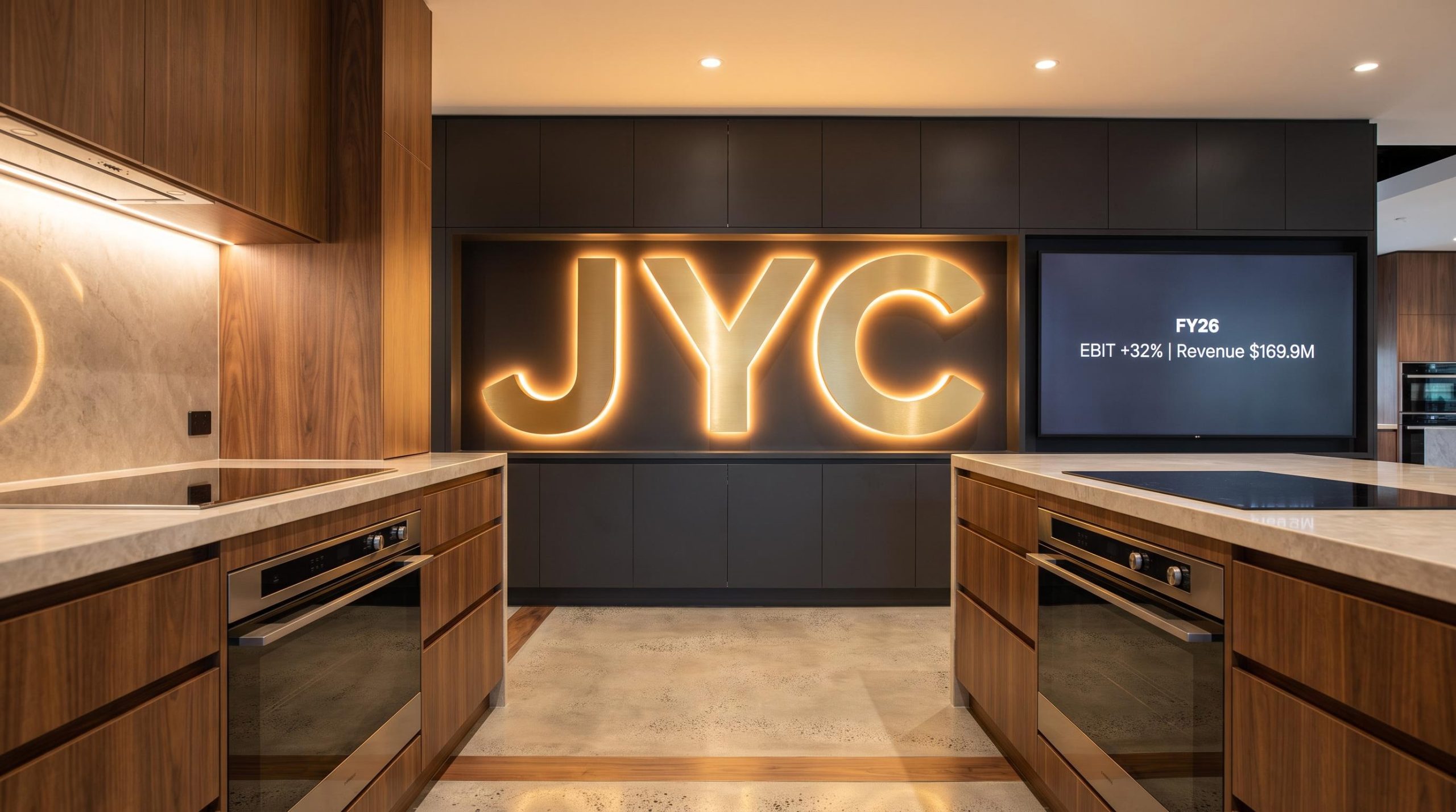 Modern kitchen with JYC sign