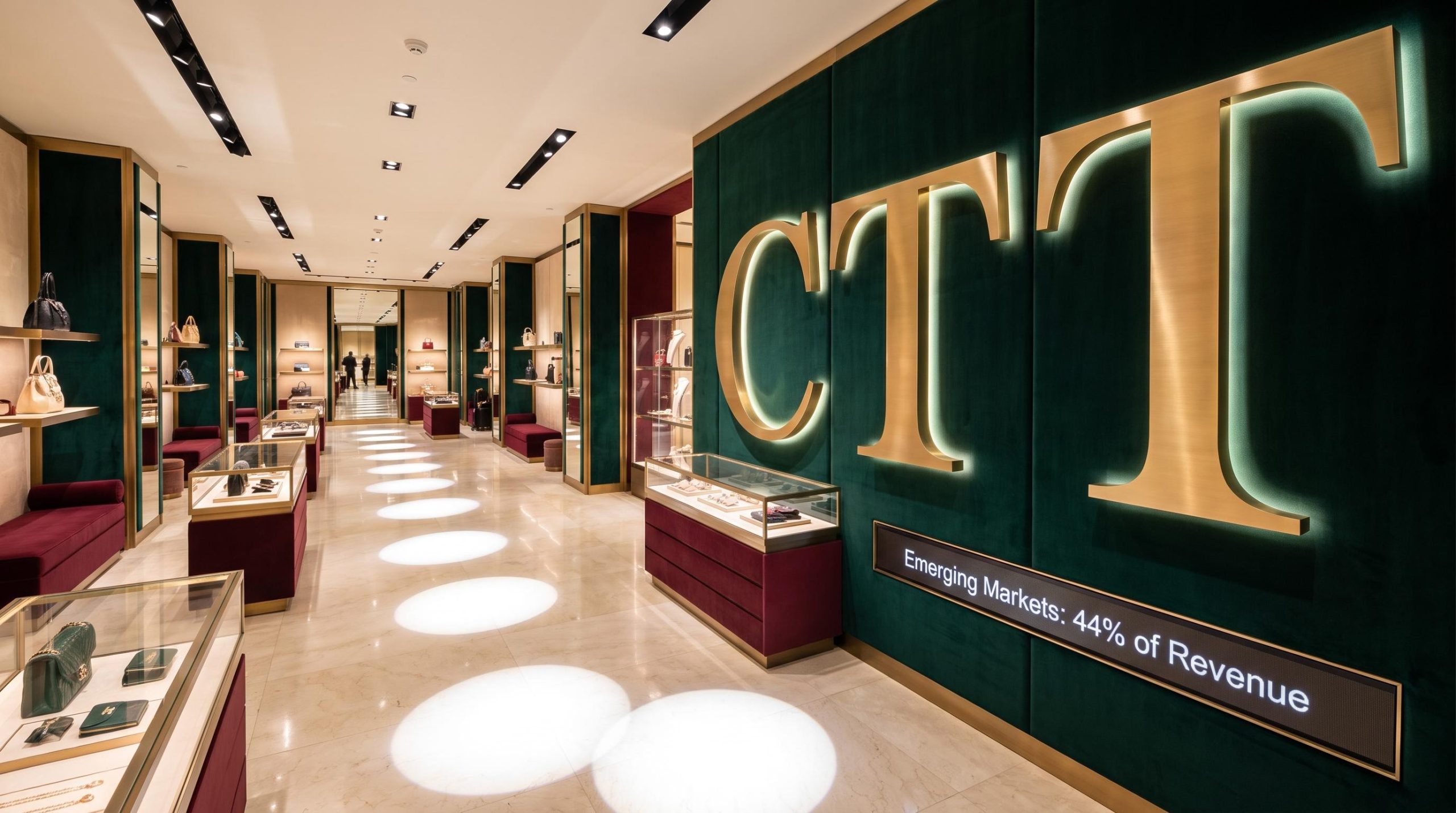 luxury handbags display inside store