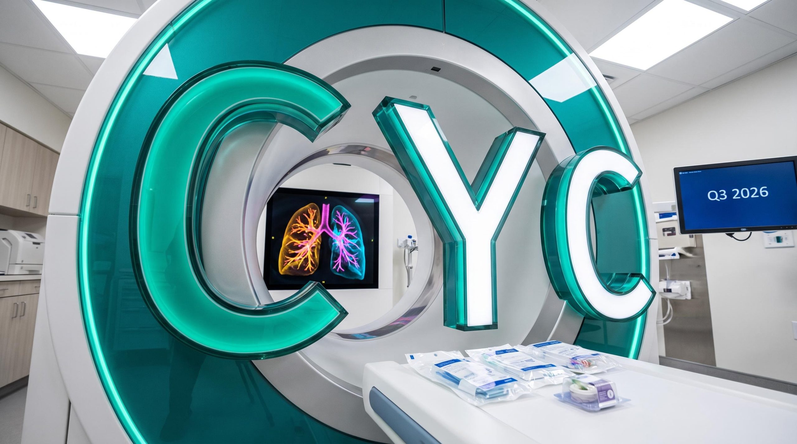 CT scanner room with display