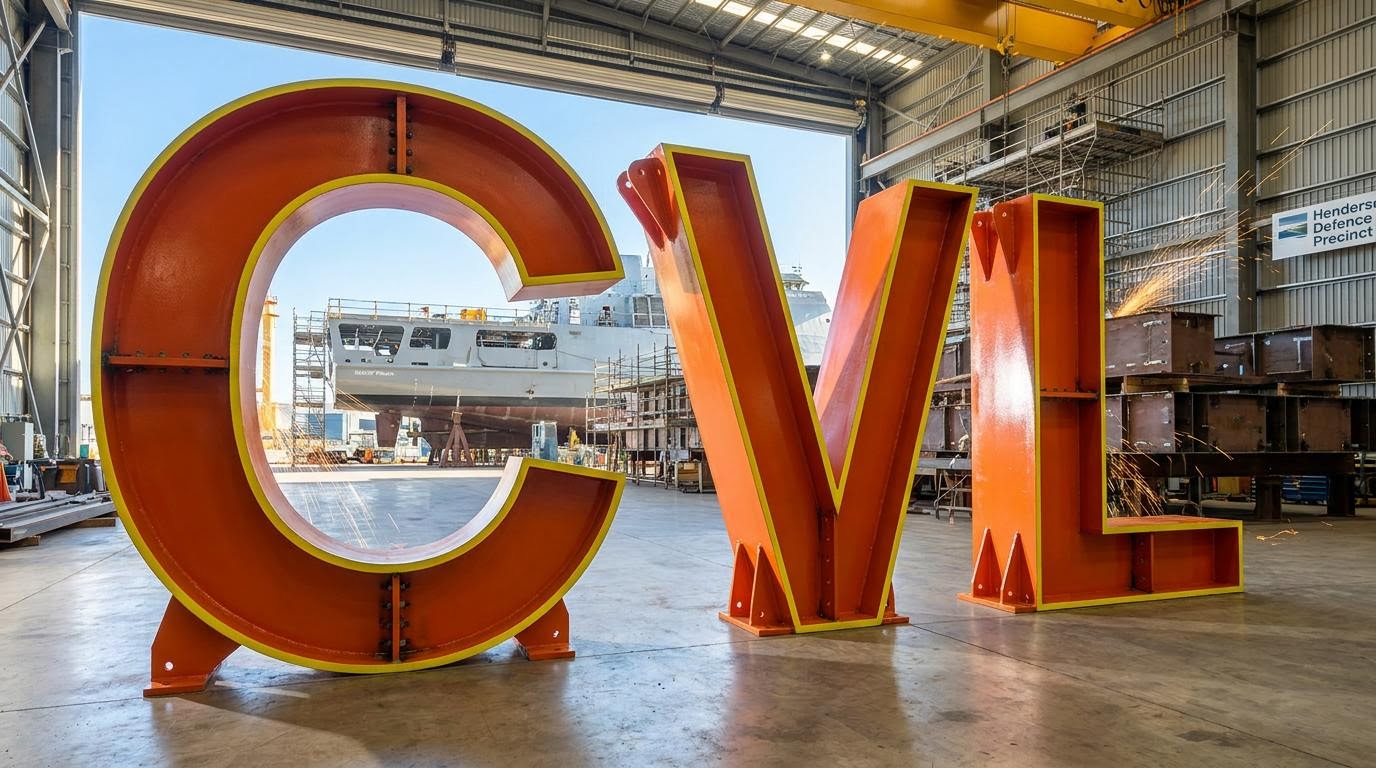 Large metallic letters CVL