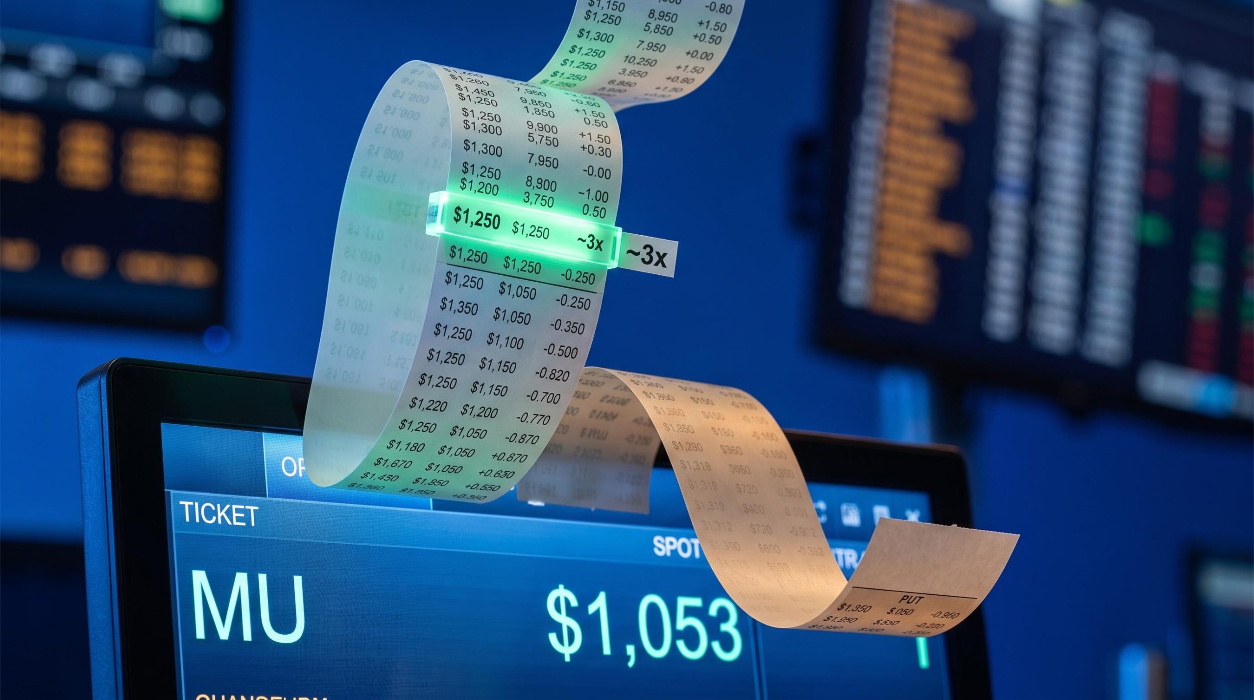 Micron options chain skew showing upside call premiums towering over put side ahead of Q4 2026 earnings print