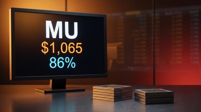 Micron MU terminal showing $1,065 share price and 86% gross margin ahead of Q4 2026 earnings print