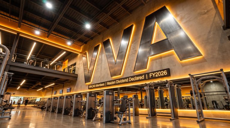 Gym equipment and large logo
