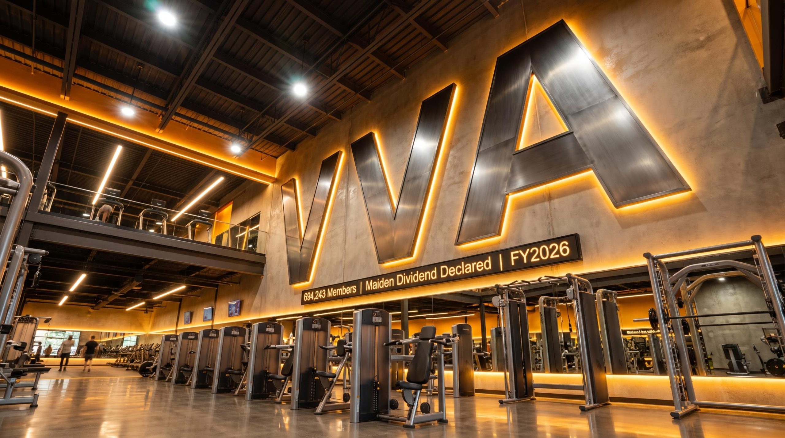 Gym equipment and large logo