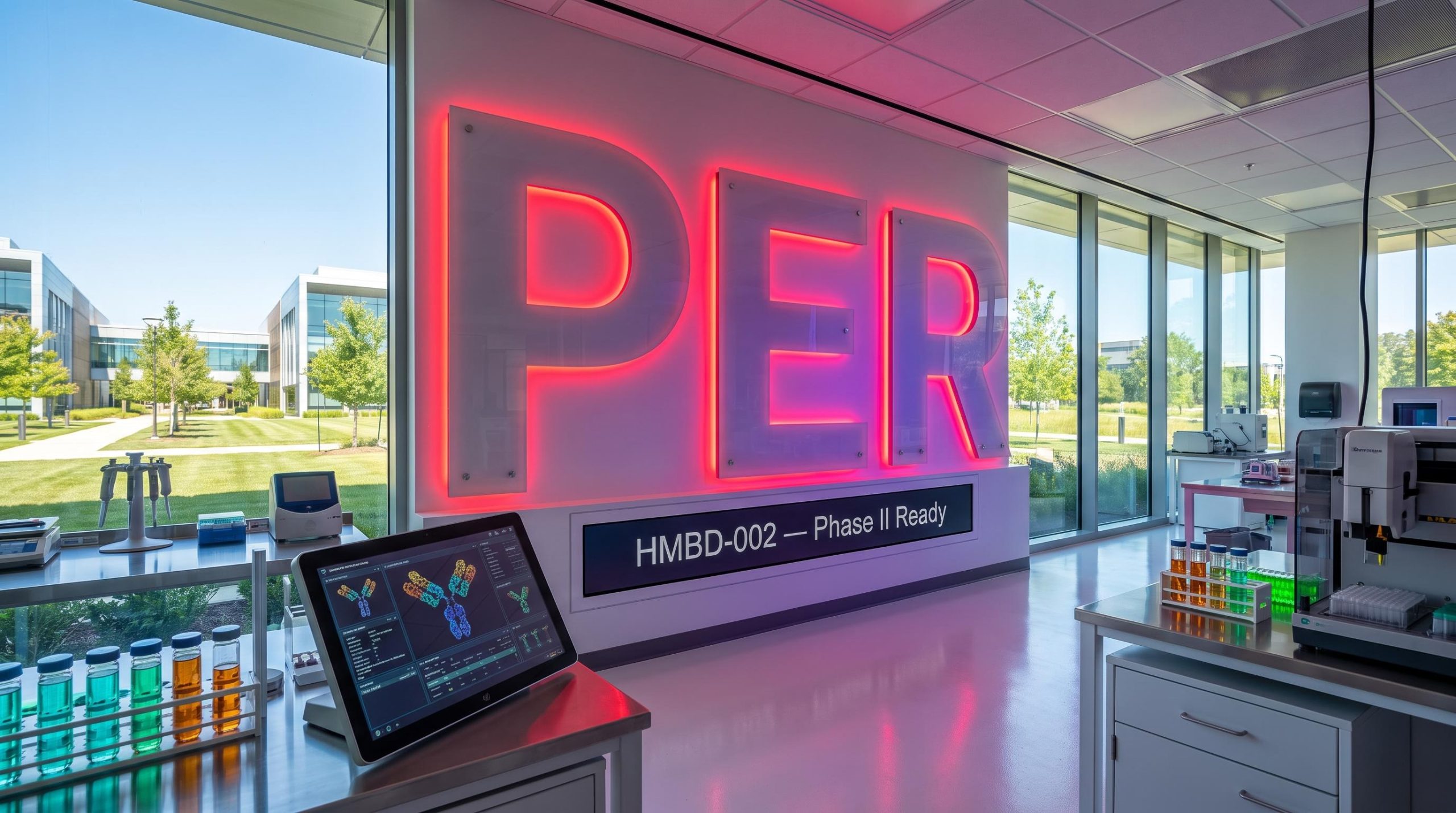 Lab with illuminated sign