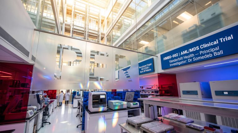 Laboratory with colorful lighting