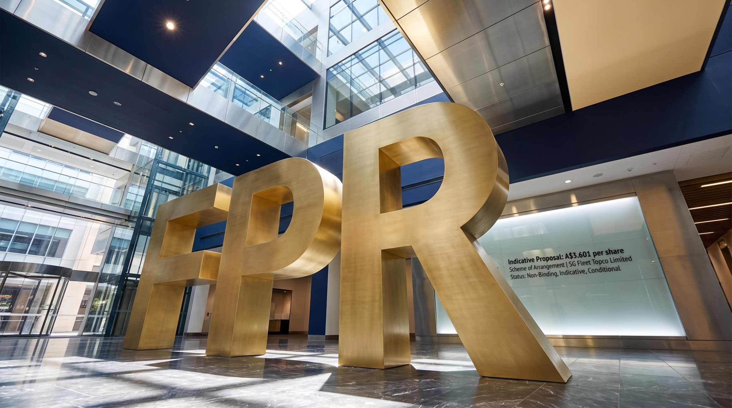 Large metallic letters sculpture