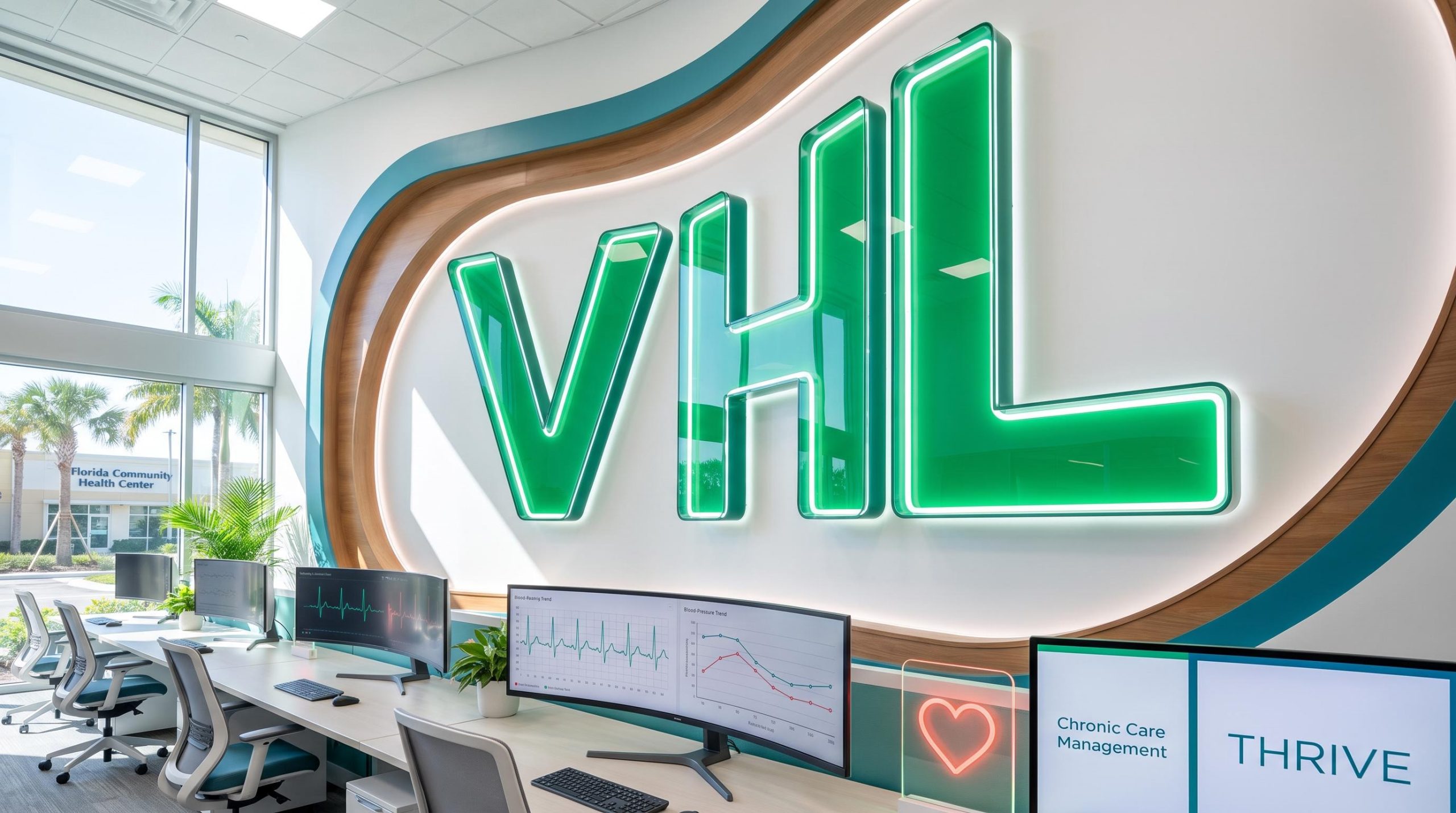 VHL sign with workstations