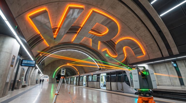 subway with neon lighting