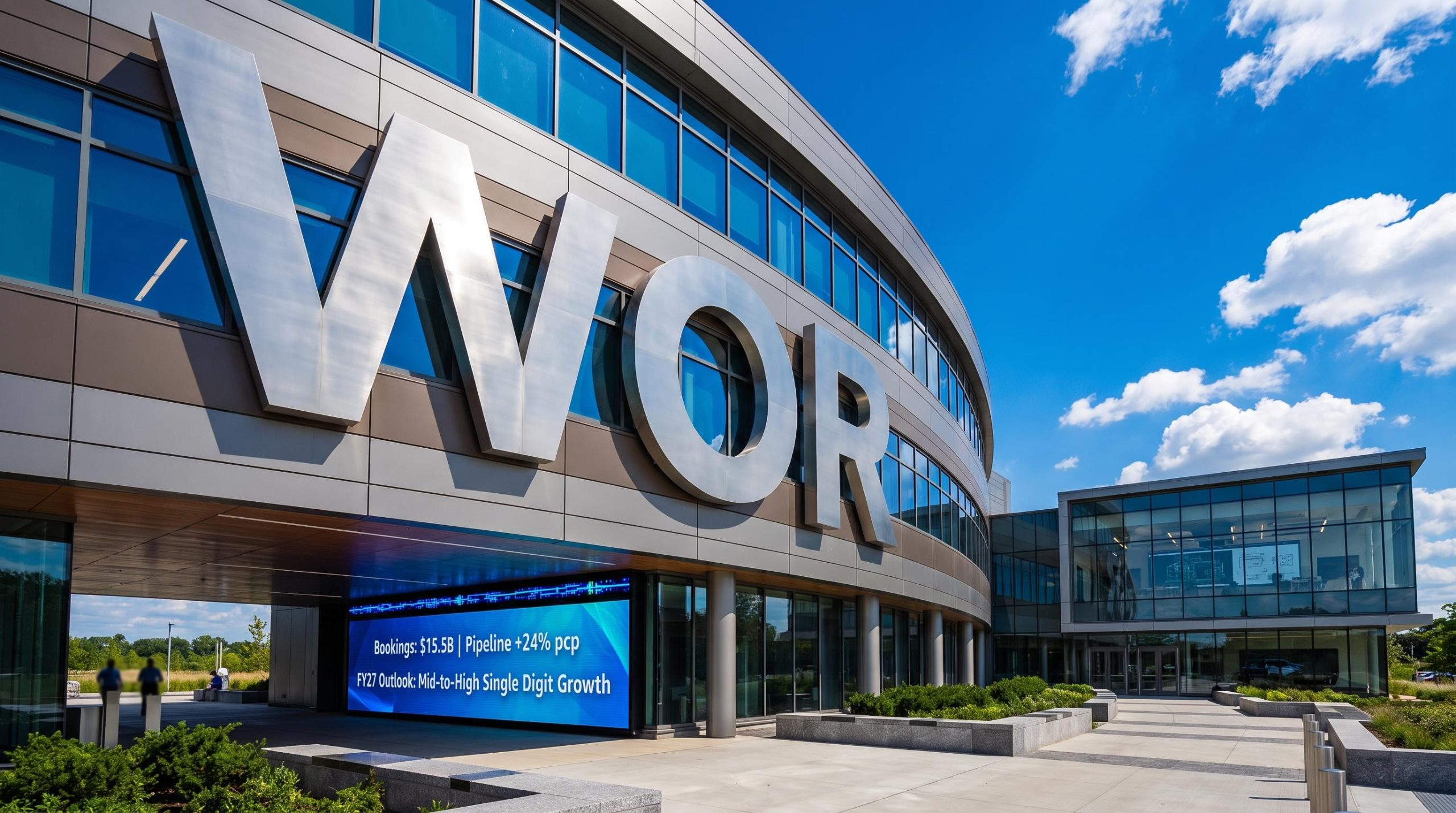 Curved glass building facade