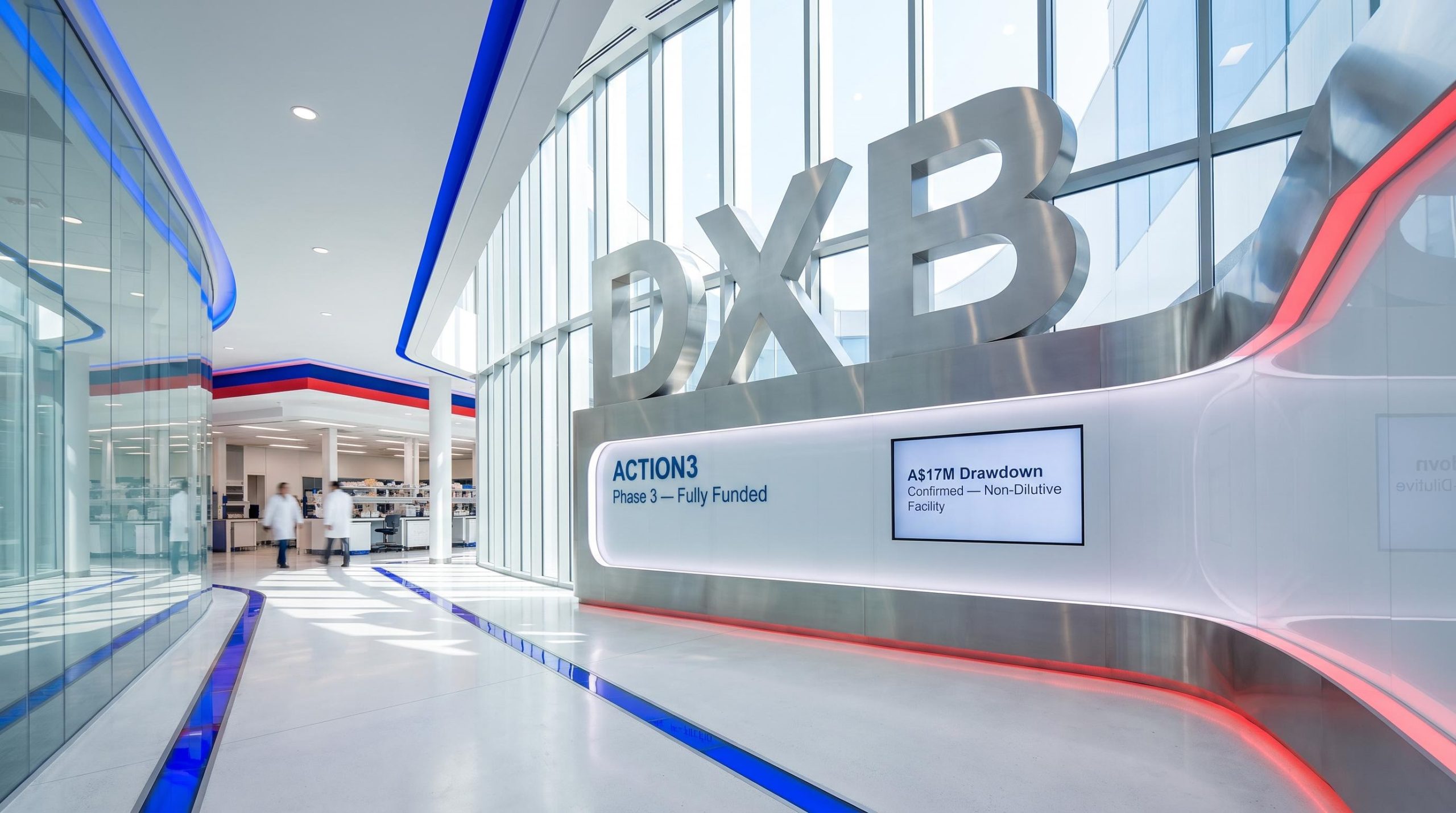 Futuristic lab with DXB sign