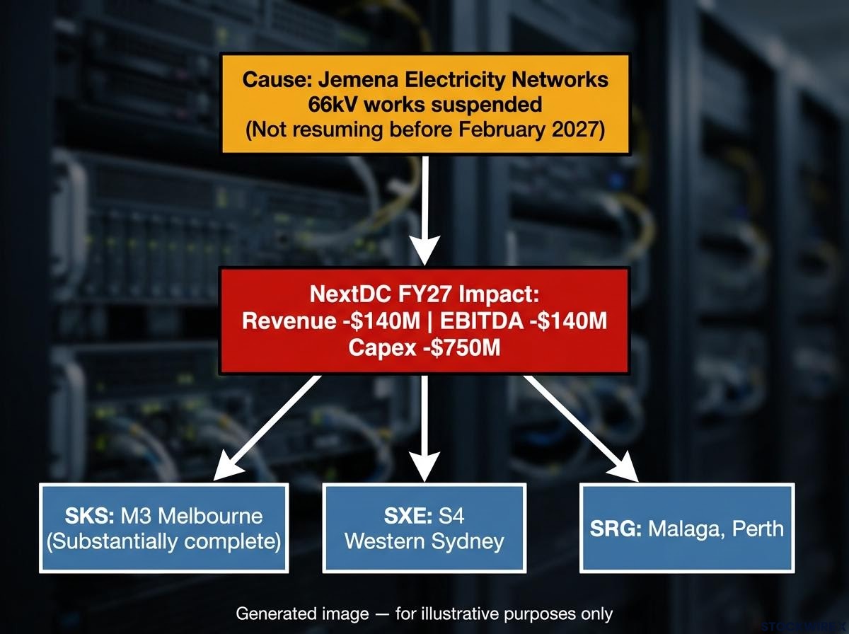 NextDC Downgrade and Contractor Exposure Map