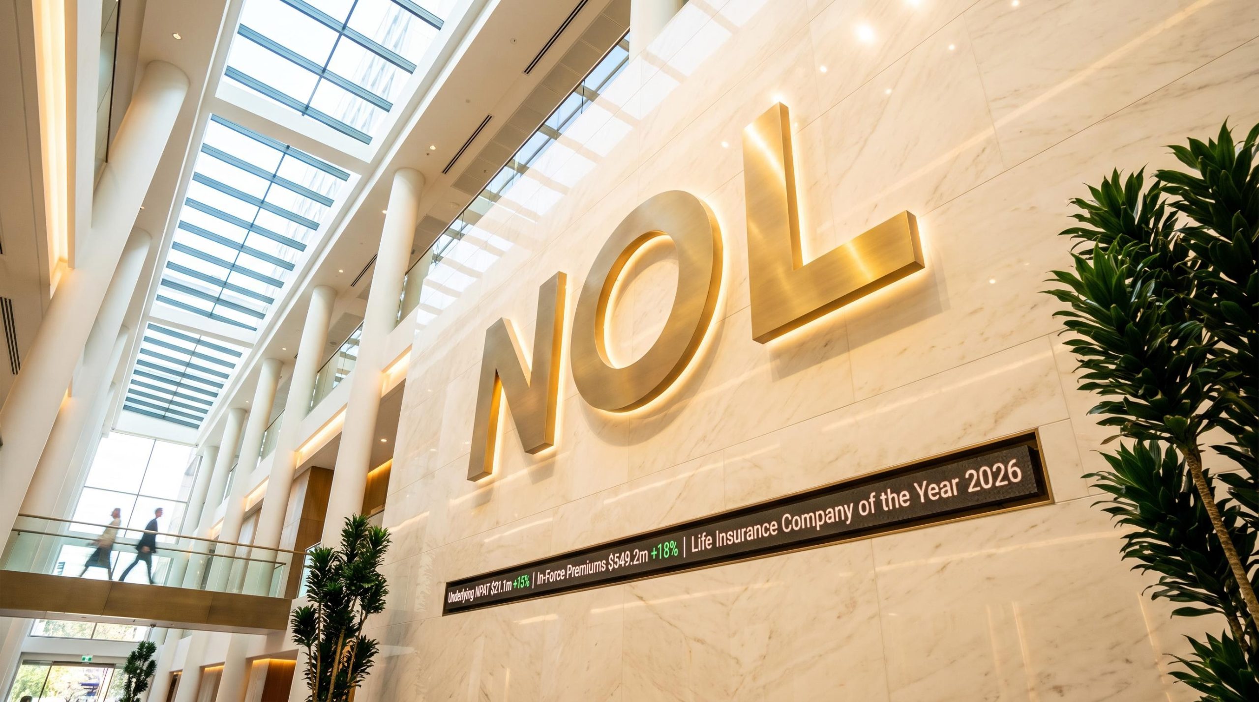 modern lobby with signage