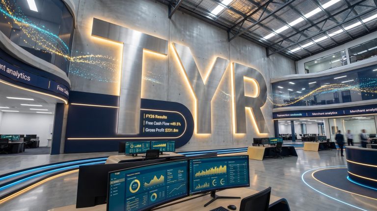 Modern office with TYR logo
