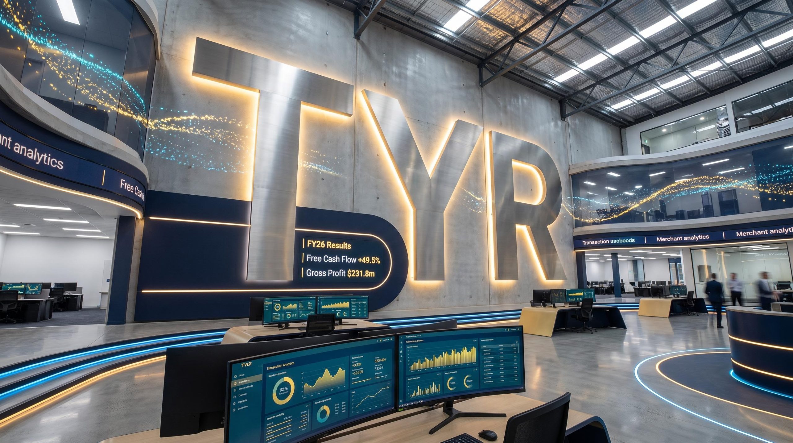 Modern office with TYR logo