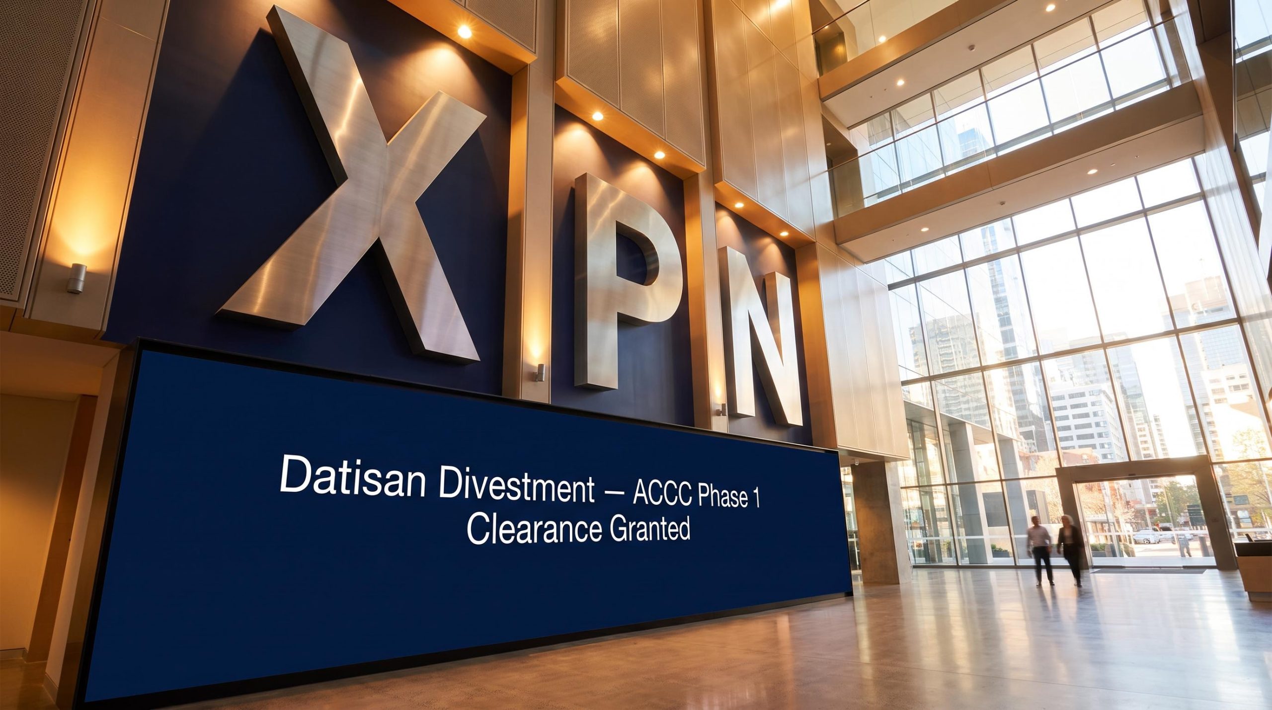 Large lobby with sign