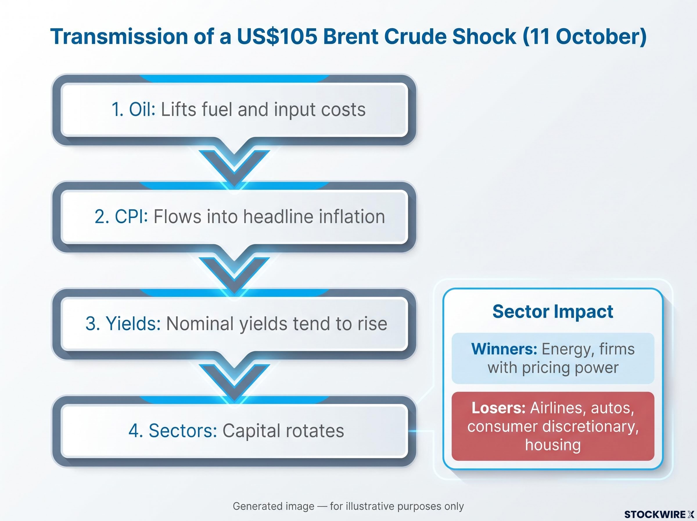The Transmission of a US$105 Oil Shock