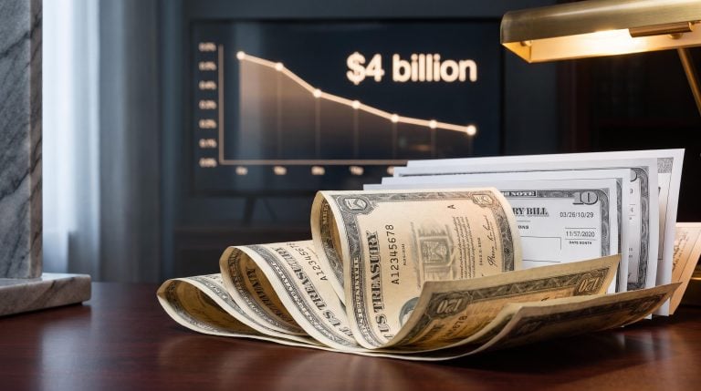 Aged long-dated Treasury bond certificates beside a yield curve screen showing $4 billion — Operation Twist buyback analysis