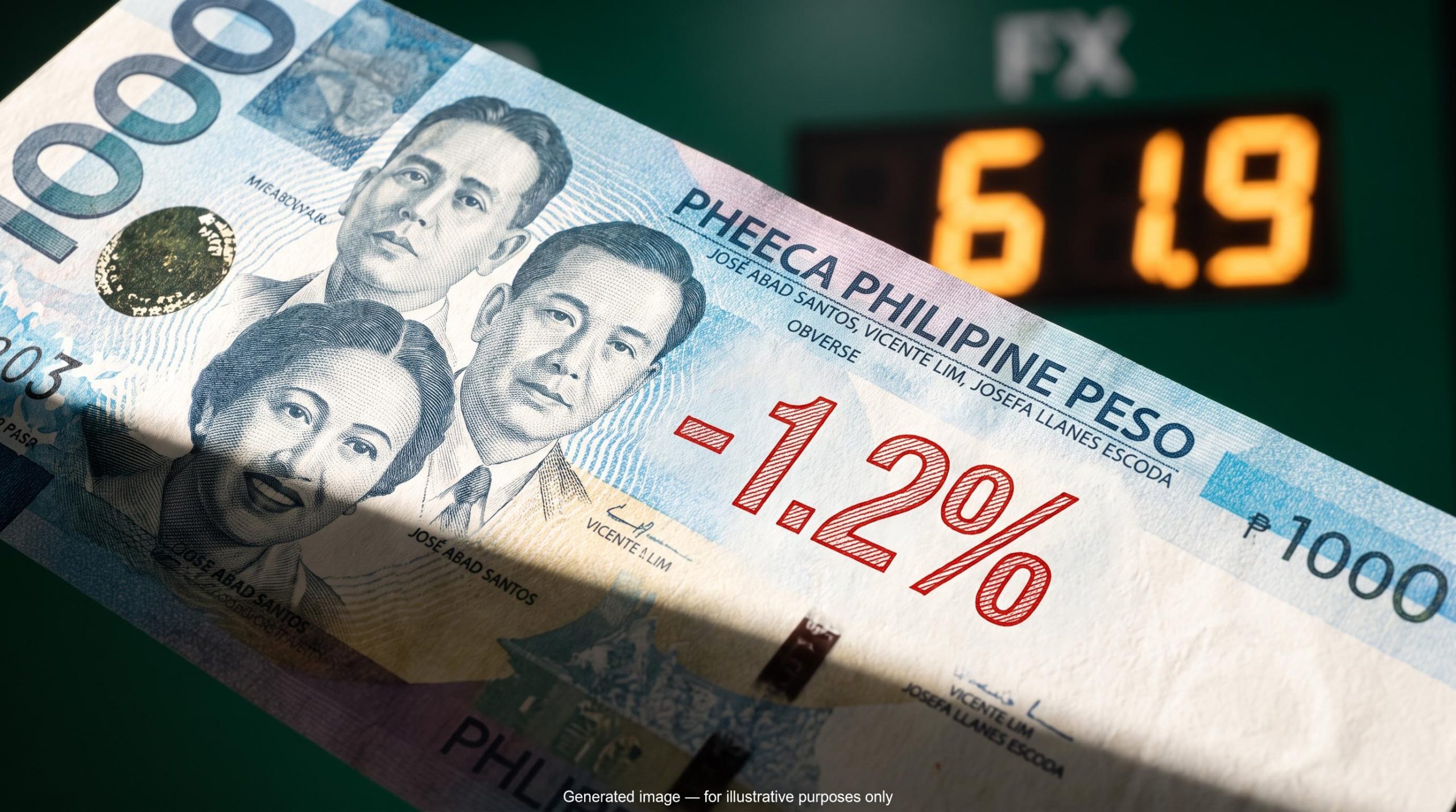 Philippine peso note with -1.2% real yield overlay as BSP rate hikes fail to reverse the peso's record lows