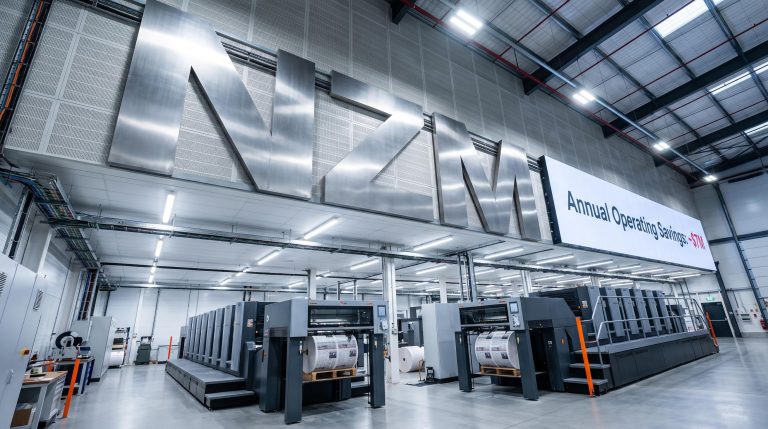 Large printing machines inside facility