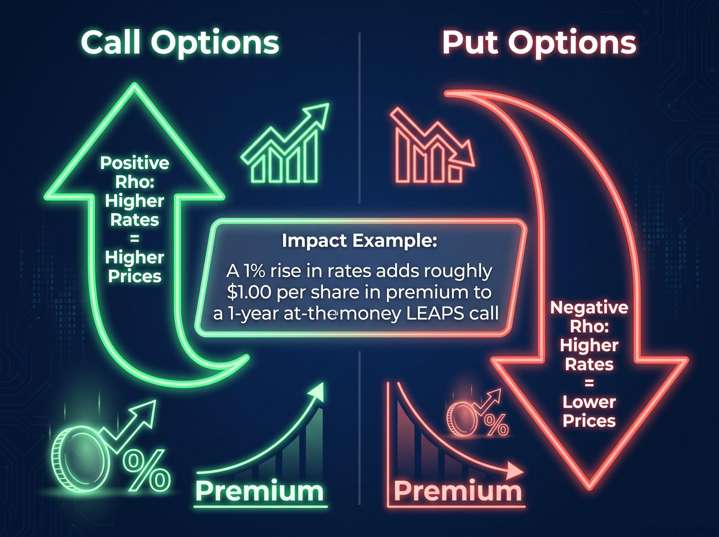 The Asymmetric Impact of Rates on Options