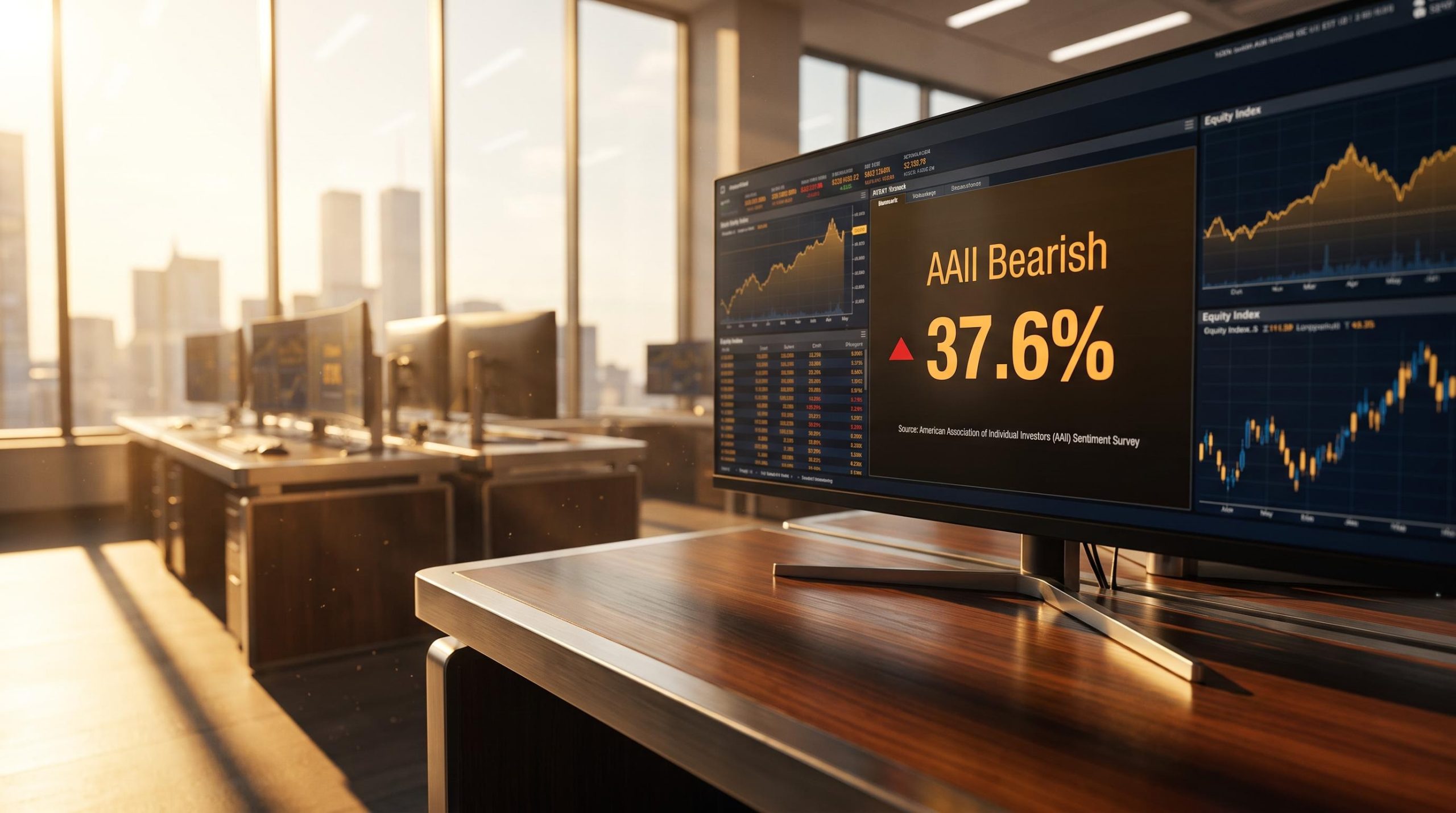 Institutional trading terminal showing 37.6% AAII bearish reading amid Q4 market rally setup analysis