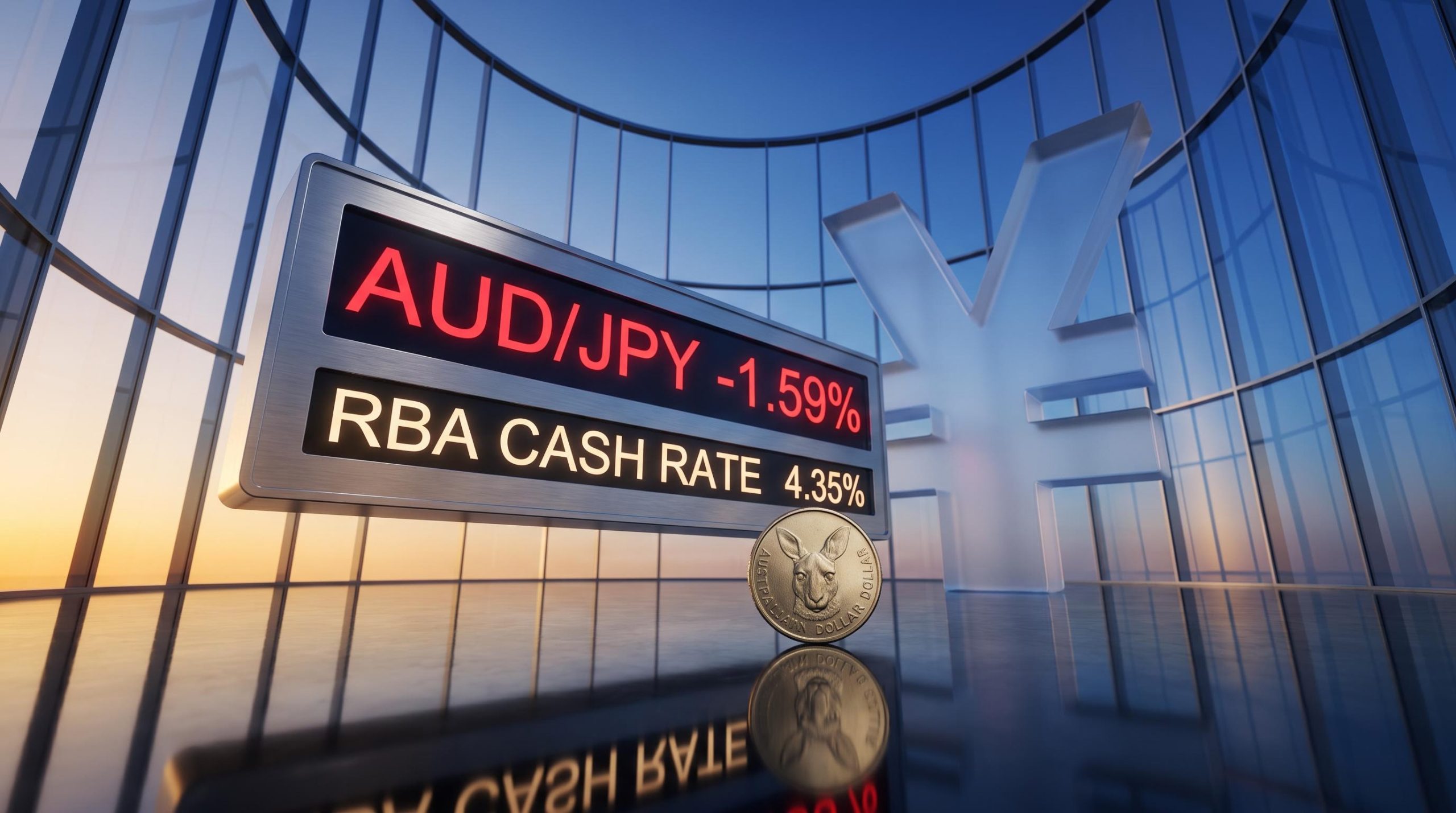 AUD/JPY -1.59% ticker dominates as hawkish RBA cash rate 4.35% fails to prevent Australian Dollar decline