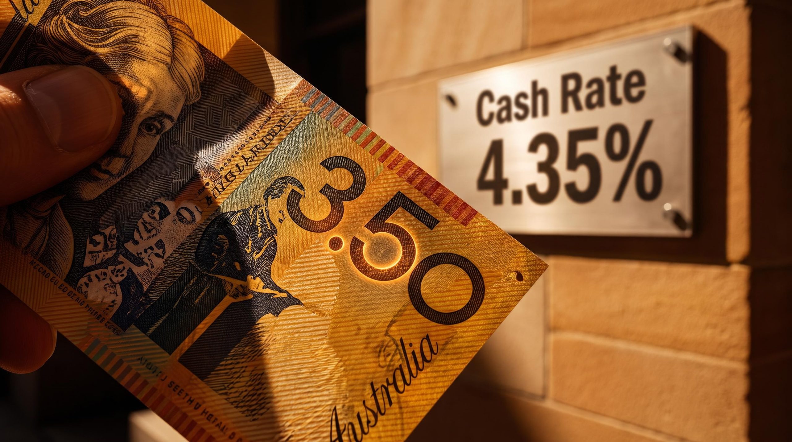 Australian fifty-dollar note under hard sidelight with 3.6% trimmed mean inflation figure — RBA inflation outlook analysis
