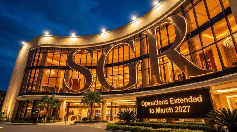 SGR entrance at night