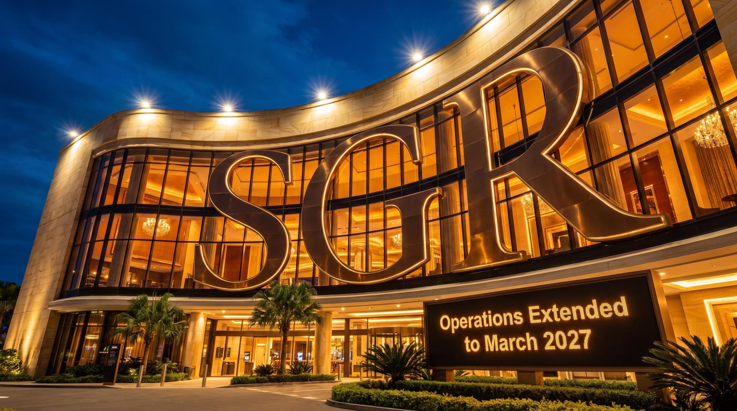 SGR entrance at night