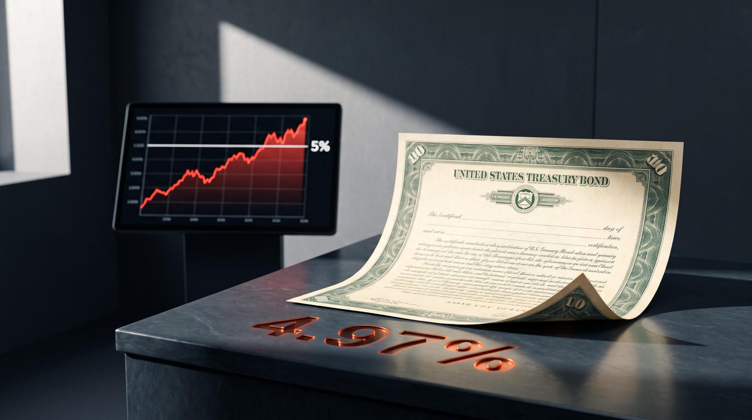 10-year Treasury yield at 4.97% rising toward 5% as bond buyback programme fails to halt climb
