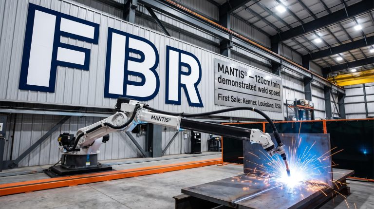 Robotic arm performing welding