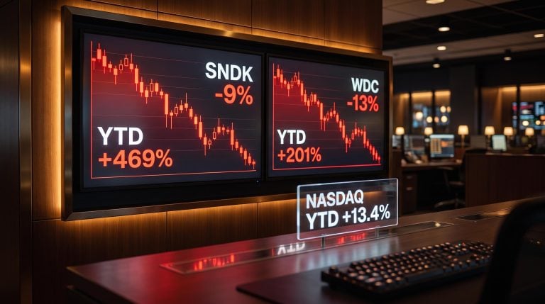 SanDisk -9% and Western Digital -13% premarket screens despite beating $10.47B AI momentum earnings consensus