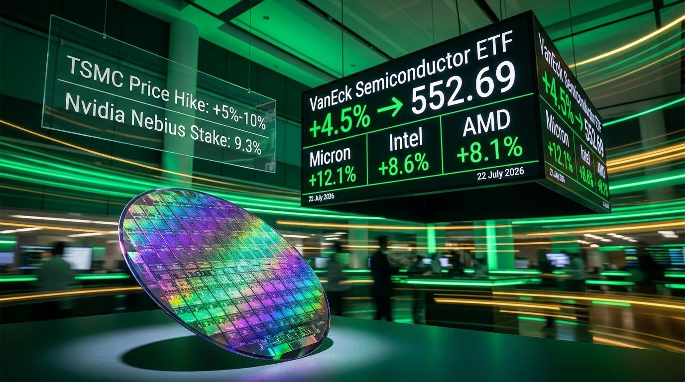 VanEck Semiconductor ETF hits 552.69 as Micron surges 12.1% on July 22 chip stock rally