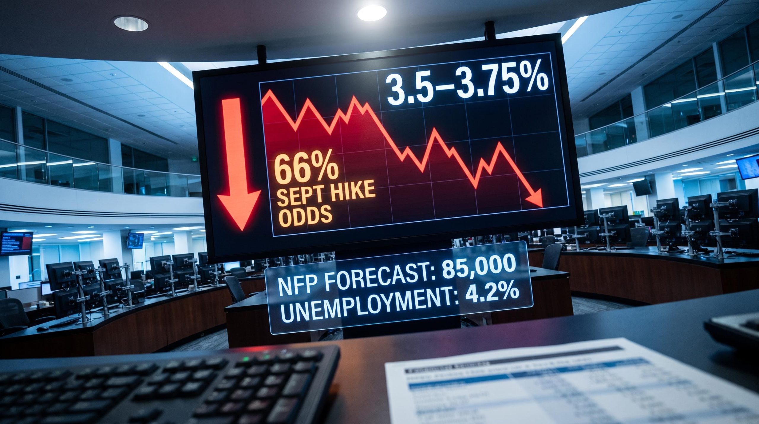 Dollar Index slides on Fed silence as September rate hike odds hold at 66% on trading floor display