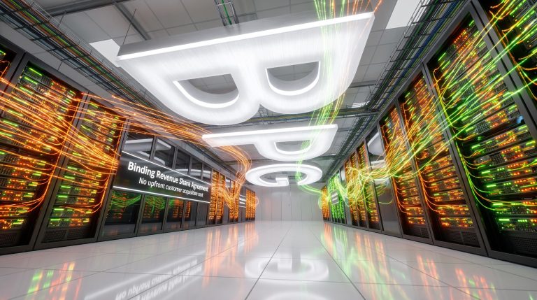 Futuristic data center with lights