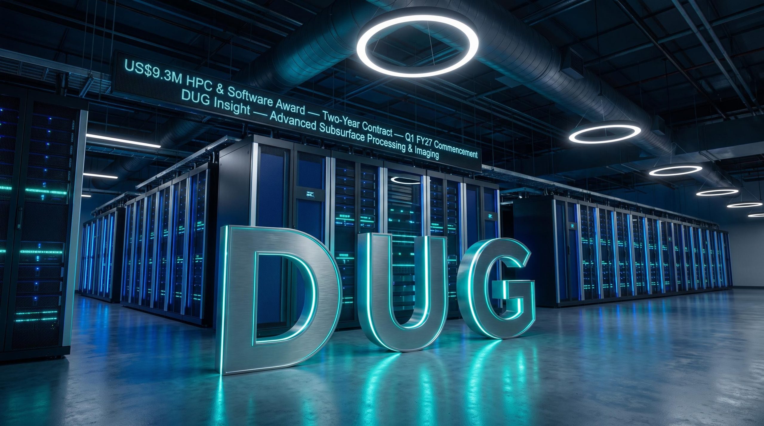 server racks and DUG logo