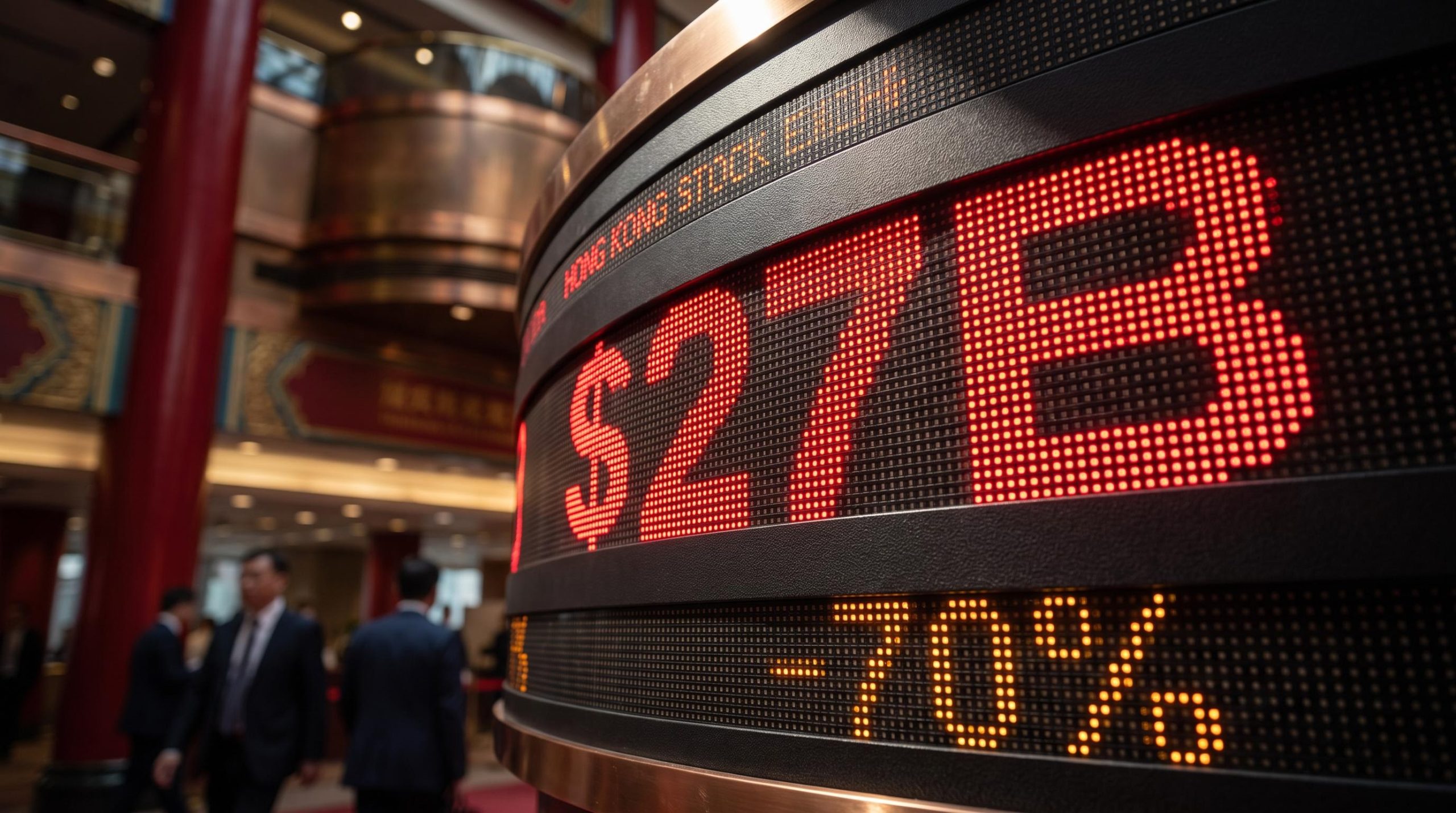 Hong Kong Stock Exchange ticker displaying $27B valuation as Shein IPO debuts after 70% collapse from $98.2B peak