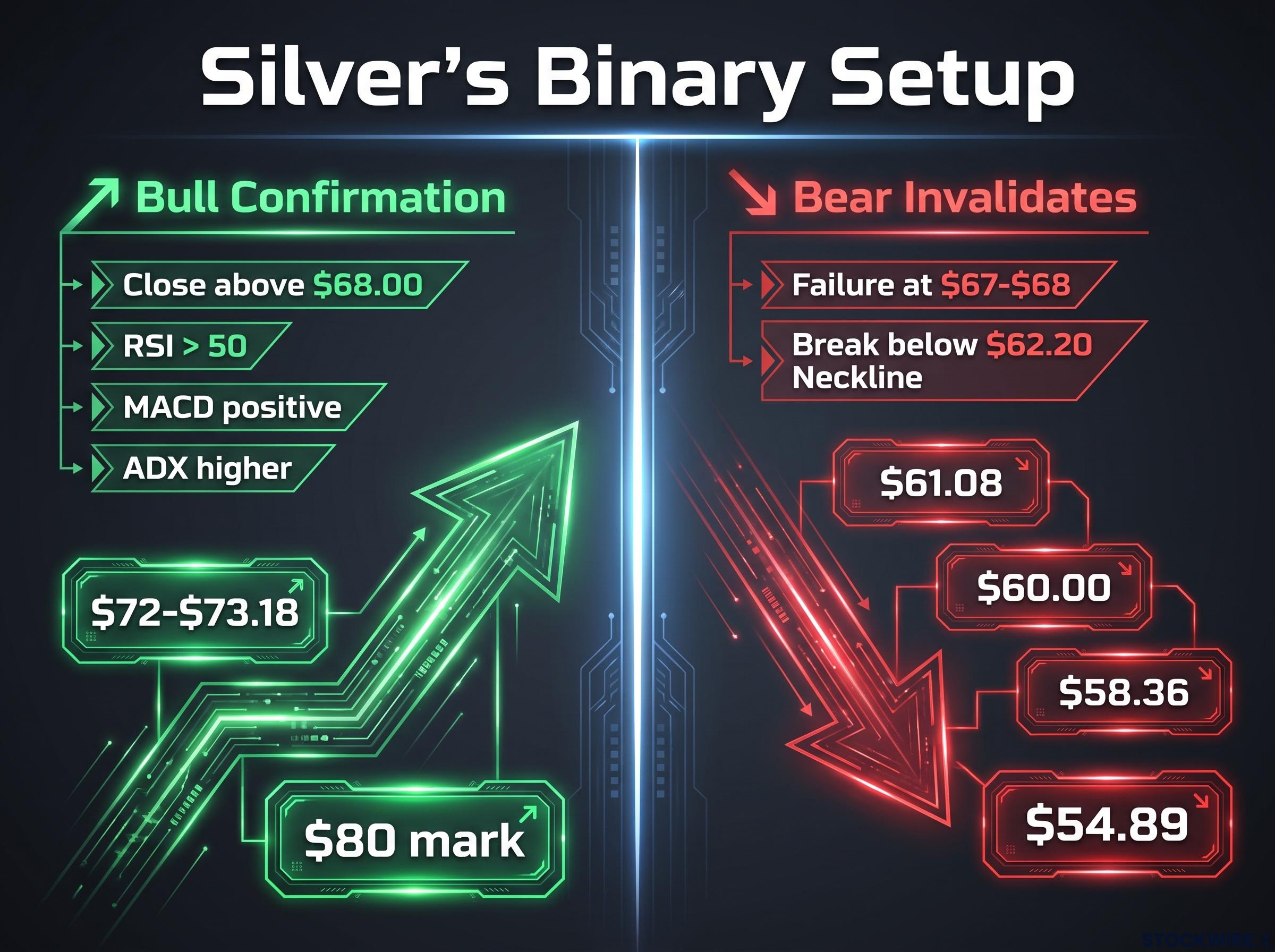 Silver's Binary Setup: Bull vs. Bear Triggers