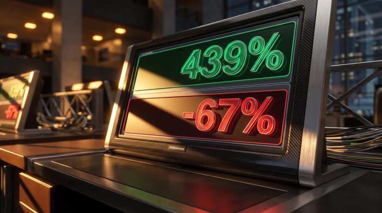 Prime-broker trading terminal showing 439% gain and −67% loss figures in the Situational Awareness hedge fund collapse