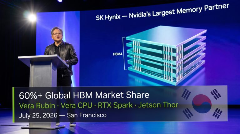 Jensen Huang confirms SK Hynix Nvidia deal with HBM4 data overlay showing 60% global memory market share