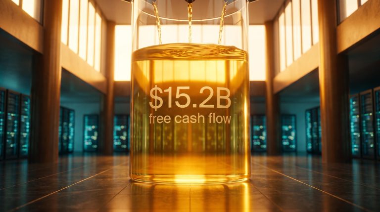 Glass vessel filling with liquid gold illustrating enterprise SaaS negative working capital as a software stocks inflation hedge