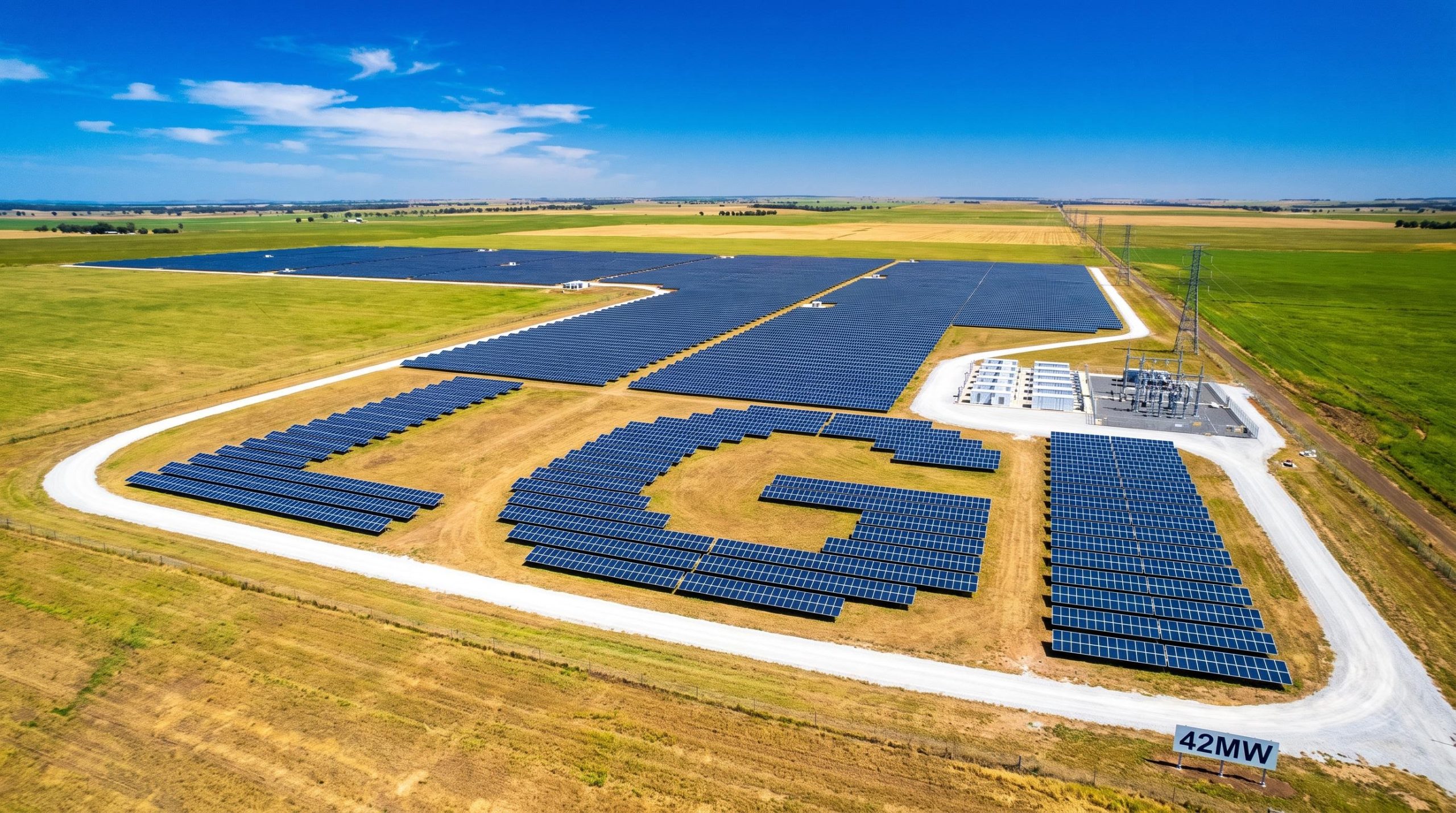 Aerial view of solar farm