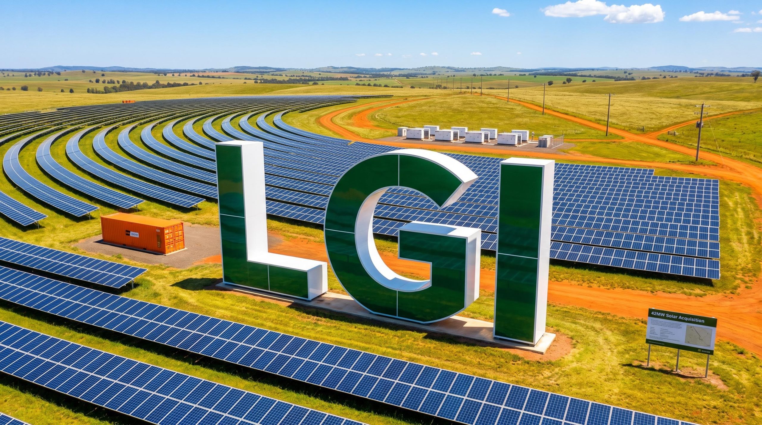 Solar panels with rural backdrop