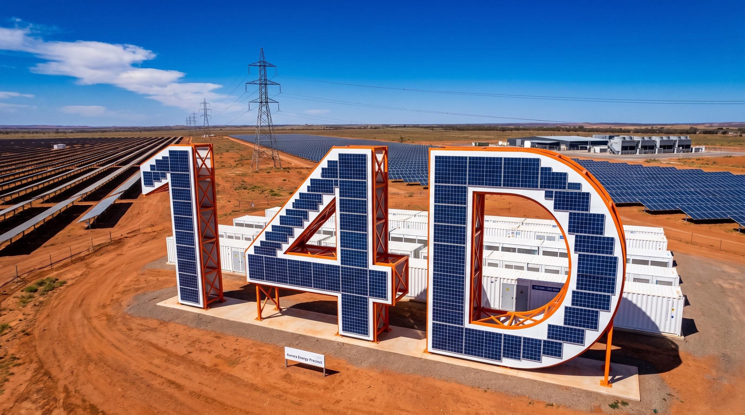 Solar farm with large sign
