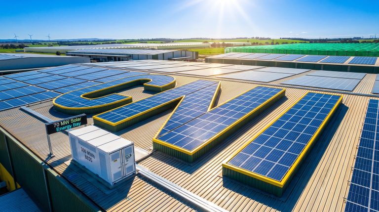 Solar panels on industrial roof