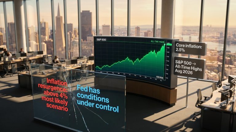 S&P 500 climbing toward all-time highs in Aug 2026 as conflicting inflation narratives split apart — signal vs noise
