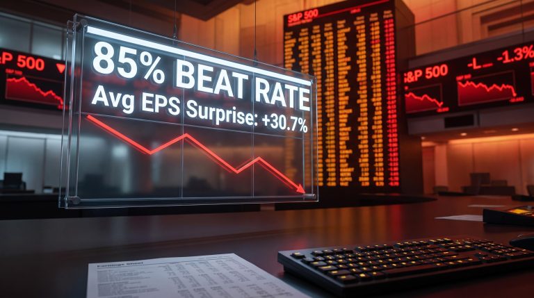S&P 500 Q2 2026 earnings: 85% beat rate and +30.7% EPS surprise as stocks fall on strong results