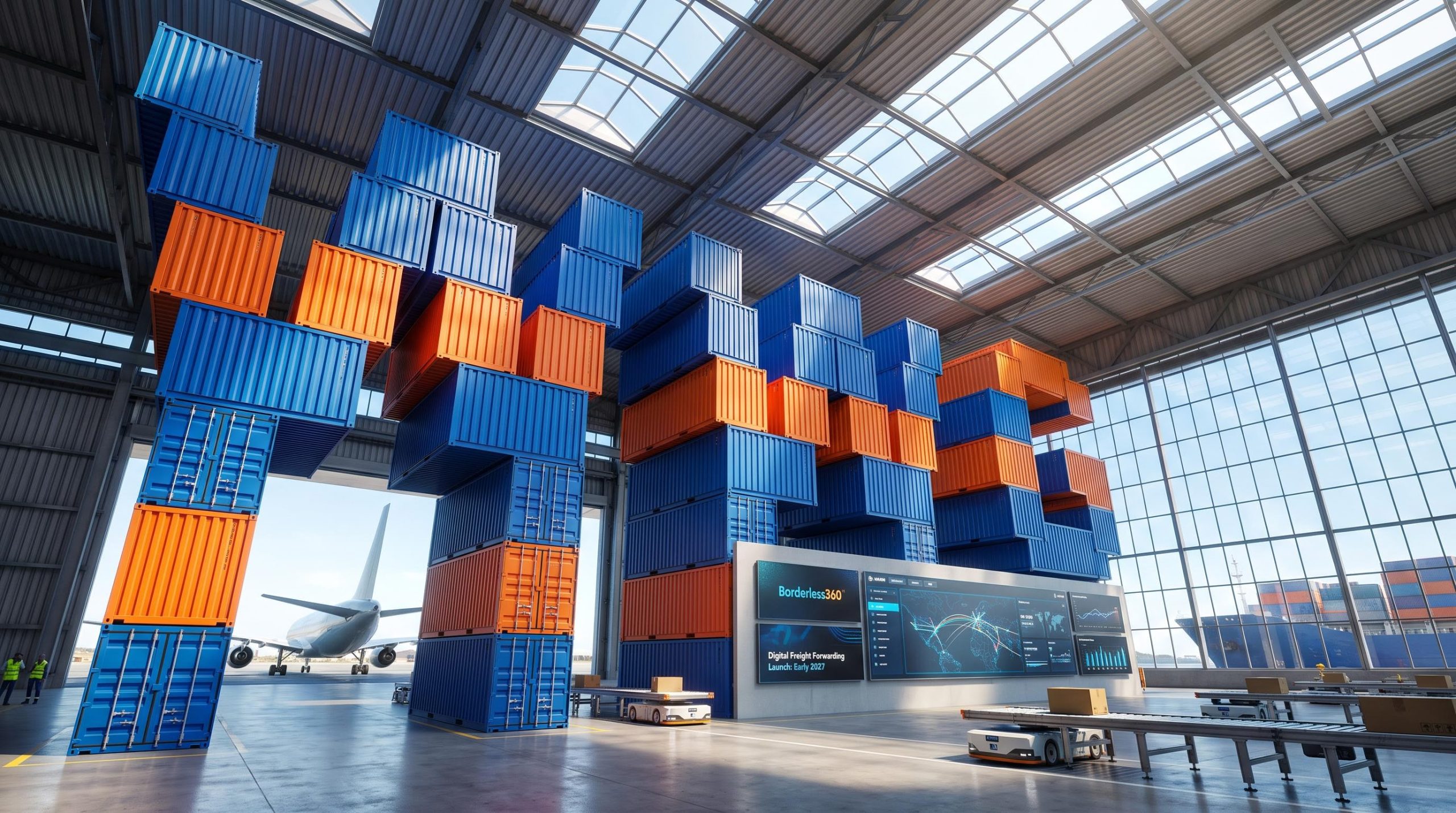 Colorful shipping containers indoors