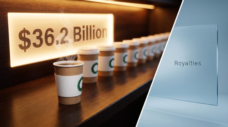 Starbucks counter with $36.2 billion revenue figure — company-operated model vs royalty income contrast